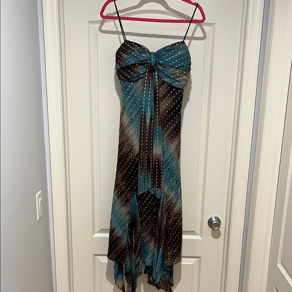 Metaphor Blue and Brown Asymmetrical Sundress - Picture 1 of 9